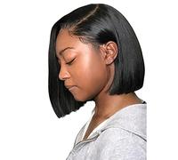 Peruque avant en dentelle transparente frontale sans colle cheveux humains avec bébé densité de cheveux pré-plumée perruques brésiliennes pour les femmes noires Perruque Naturelle (8 Inches, One Size)