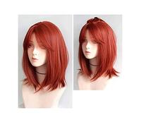 Peruque Wig Perruques Orange Pour Femmes, Perruque Mi-longue Avec Frange Cheveux Synthétiques Perruque Synthétique En Couches Perruque Deguisement