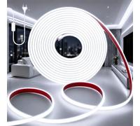 PERVADEO Ruban LED 220V COB 5M Blanc 6000K Bande LED Extérieur Flexible Etanche IP65 Imperméable Découpable Autocollant Bande LED 320LEDs/M pour Chambre, Piscine
