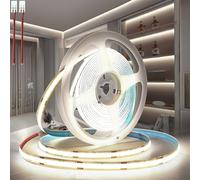 PERVADEO Ruban LED COB 12V, 10M bande LED COB Blanc Froid 6000K Découpable Flexible 320LED/M, CRI>90, pour Chambre, Décoration de la Maison (Sans Alimentation)