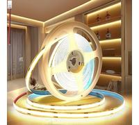 PERVADEO Ruban LED COB 12V, 5M bande LED COB Blanc Chaud 3000K Découpable Flexible 320LED/M, CRI>90, pour Chambre, Décoration de la Maison (Sans Alimentation)
