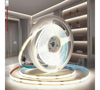 PERVADEO Ruban LED COB 12V, 5M bande LED COB Blanc Froid 6000K Découpable Flexible 320LED/M, CRI>90, pour Chambre, Décoration de la Maison (Sans Alimentation)