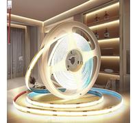 PERVADEO Ruban LED COB 12V, 5M bande LED COB Blanche naturelle 4000K Découpable Flexible 320LED/M, CRI>90, pour Chambre, Décoration de la Maison (Sans Alimentation)