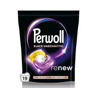 Perwoll Renew Caps Détergent noir (19 lavages), bouchons de détergent tout-en-1 nettoient en douceur et renouvellent les couleurs et les fibres, pour tous les textiles foncés, avec technologie Triple