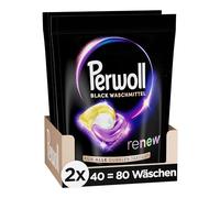 Perwoll Renew Caps Lessive noire et fibre (80 lavages), capsules de lessive tout-en-un pour raviver les couleurs et lisser les fibres pour le linge noir et foncé