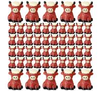 Perwteriy Mini Highland Cow 50pcs Réaliste Miniature SITSE Highland Cow Figurines 0, 8x0, 6 Mini résine décorative Animaux pour poupée, Micro Paysage