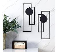 Peryiter Lot de 2 petits arts muraux abstraits en métal - 40 cm - Décoration murale minimaliste en métal à ligne unique - Sculptures murales verticales géométriques modernes à suspendre pour salon,