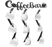 Peryiter Support mural pour tasse à café avec étagère de bar incurvée en métal avec 9 crochets pour cuisine, bar, bureau, station d'angle, décoration