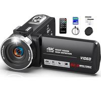 Peryoua Caméra vidéo 4K HD 80 MP IR Vision nocturne Caméra Zoom numérique 18X Écran IPS 3.0 Enregistreur vidéo Caméra de vlogging pour YouTube avec carte SD de 32 Go, 2 piles, télécommande