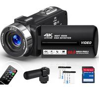 Peryoua Caméscope Caméra Vidéo 4K HD 80MP Vlogging Caméra pour YouTube IR Vision Nocturne Caméra 18X Zoom Numérique 3.0 IPS Écran Enregistreur Vidéo avec Carte SD 32 Go, 2 Batteries, Télécommande