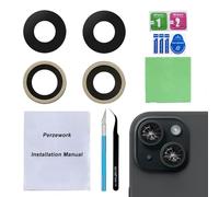 Perzework Lentille de rechange OEM pour appareil photo arrière pour iPhone 15 et iPhone 15 Plus avec adhésif pré-installé et kit d'outils de réparation