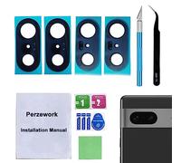 Perzework Lot de 2 lentilles de rechange pour appareil photo arrière Google Pixel 7 avec adhésif pré-installé et kit d'outils de réparation