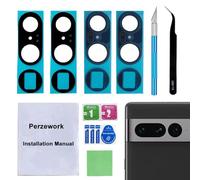 Perzework Lot de 2 lentilles de rechange pour appareil photo arrière Google Pixel 7 Pro avec adhésif pré-installé et kit d'outils de réparation