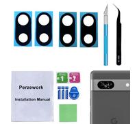 Perzework Lot de 2 lentilles de rechange pour appareil photo arrière Google Pixel 7A avec adhésif pré-installé et kit d'outils de réparation