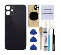Perzework OEM Verre arrière de Rechange pour iPhone 12 Mini 5,4" (Noir) avec kit d'outils de réparation