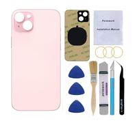 Perzework OEM Verre arrière de rechange pour iPhone 15 Plus 6,7" avec kit d'outils de réparation (rose)