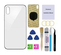 Perzework OEM Verre arrière de rechange pour iPhone X 5,8" avec kit d'outils de réparation et adhésif pré-installé (argent)