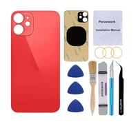 Perzework OEM Vitre arrière de rechange pour iPhone 12 Mini 5,4" (Rouge) avec kit d'outils de réparation