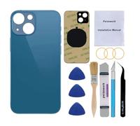 Perzework OEM Vitre arrière de rechange pour iPhone 13 Mini 5,4" (Bleu) avec kit d'outils de réparation