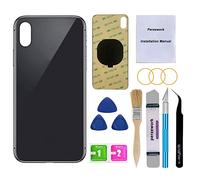 Perzework OEM Vitre arrière de rechange pour iPhone X 5,8" avec kit d'outils de réparation et adhésif pré-installé (gris sidéral / noir)
