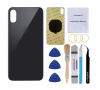 Perzework OEM Vitre arrière de rechange pour iPhone Xs Max 6,5" avec kit d'outils de réparation et adhésif pré-installé (gris sidéral/noir)