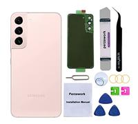 Perzework OEM Vitre arrière de rechange pour Samsung Galaxy S22 6,1" 5G avec kit d'outils de réparation et adhésif pré-installé (Or rose)
