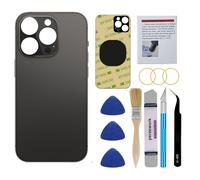 Perzework Verre arrière de rechange OEM compatible avec iPhone 14 Pro Max 6,7" (noir sidéral) avec kit d'outils de réparation et adhésif pré-installé