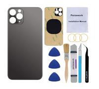 Perzework Verre arrière de rechange OEM pour iPhone 11 Pro 5,8" avec kit d'outils de réparation et adhésif pré-installé (gris sidéral/noir)