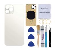Perzework Verre arrière de rechange OEM pour iPhone 11 Pro 5,8" avec kit d'outils de réparation et adhésif pré-installé (argent)