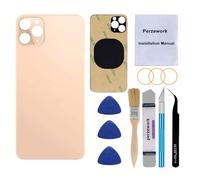 Perzework Verre arrière de rechange OEM pour iPhone 11 Pro 5,8" avec kit d'outils de réparation et adhésif pré-installé (doré)