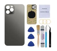 Perzework Verre arrière de Rechange OEM pour iPhone 12 Pro 6,1" avec kit d'outils de réparation et adhésif pré-installé (Graphite)