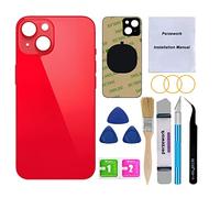 Perzework Vitre arrière de rechange OEM pour iPhone 14 6,1" avec kit d'outils de réparation et adhésif pré-installé (rouge)