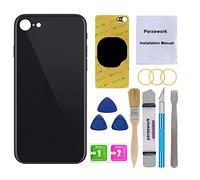 Perzework Vitre arrière de Rechange OEM pour iPhone SE 4,7" (Noir) 2020 deuxième génération et 2022 troisième génération avec kit d'outils de réparation