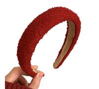 PERZOE Accessoire pour cheveux sur le thème de Noël, bandeau rouge vintage large bande pour femmes et filles, boucle légère antidérapante, accessoires de vacances festifs, photo B