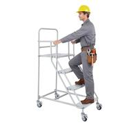 PERZOE Etagere Rangement, 4 étapes Casier à Bouteilles, Échafaudage Roulant - Convient pour Un Usage privé, Classe 2 - Aluminium - Hauteur de Travail 3m, Maximale 400kg