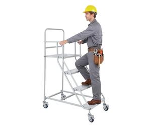 PERZOE Etagere Rangement, 4 étapes Casier à Bouteilles, Échafaudage Roulant - Convient pour Un Usage privé, Classe 2 - Aluminium - Hauteur de Travail 3m, Maximale 400kg