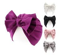 Pesaat Bébé Filles Chapeau Arc Nouveau-Né Bébé Chapeau avec Noeud Multi Couleur Coton Tout Petit Bonnet Automne Hiver (5PCS-D, 0 à 3 Ans)