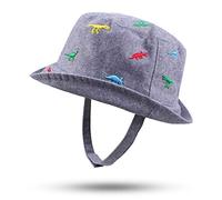 Pesaat Broderie Dinosaure Bébé Chapeau Coton Enfant Chapeaux de Soleil Mignon Casquette D’été pour Garçon Fille (Jean Bleu Dinosaure, 46CM(3 à 6 Mois))