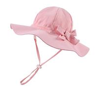 Pesaat Chapeau Bébé Fille Nœud Large Bord Chapeau de Soleil Protection Solaire Bob pour Enfant Fille 0 Mois à 8 Ans (Rose, 3 à 6 Mois)