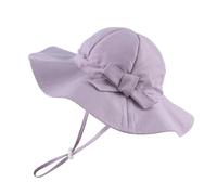Pesaat Chapeau Bébé Fille Nœud Large Bord Chapeau de Soleil Protection Solaire Bob pour Enfant Fille 0 Mois à 8 Ans (Violet, 3 à 6 Mois)