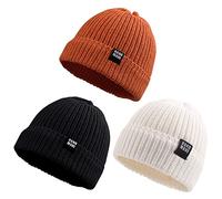 Pesaat Chpeau Automne Hiver pour Bébé Garçon Fille Tricoté Bonnet de Chaud Enfant (Noir+Blanc+Chocolat, 0 à 6 Mois)