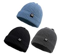 Pesaat Chpeau Automne Hiver Pour Bébé Garçon Fille Tricoté Bonnet de Chaud Enfant (Noir+Gris Foncé+Dodge Bleu, 6 à 24 mois)