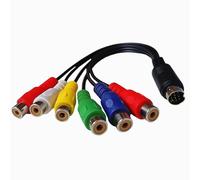 Pesderty 1 Câble Composant RGB 30cm à 10 Broches S-Video vers 6 10 Broches Din S-Video Mâle en PVC + Métal pour PC HDTV