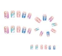 Pesderty 1 Ensemble Coloré Français Dégradé Ongles Strass Changement Progressif Ongles Portable Presse sur Ongles Pleine Couverture Ongles Conseils