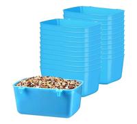 Pesderty 20 Pièces de Gobelets pour Cage, Mangeoire à Poulet, Gobelets D'Abreuvoir, 18 Oz, Mangeoire à Pigeons, Gobelets en Plastique pour Cage à Oiseaux, Mangeoire à Lapin Suspendue, Bleu, Installati