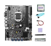 Pesderty Carte MèRe MinièRe B75 8GPU+CPU G530+Câble SAT Graisse Thermique LGA1155 Prend en Charge 2XDDR3 MSATA B75 8USB Carte MèRe Mineure