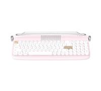 Pesderty Clavier sans Bluetooth B309 Clavier Rétro Portable Clavier Double Mode pour Ordinateur Portable, Tablette, Téléphone, Modèles de Charge Rose