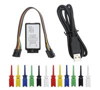 Pesderty Dispositif D'Analyse Logique USB avec 12 Crochets de Test 6 Couleurs et Câble USB 24 MHz 8 Canaux UART IIC SPI Debug