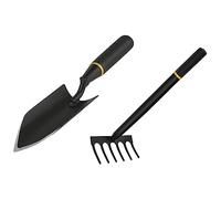 Pesderty Ensemble de 2 Pelles de Jardin Outil de Jardin Truelle Comprenant une Pelle Étroite D'une Longueur de 32 cm et un Râteau de Scarification D'une Longueur de 41 cm