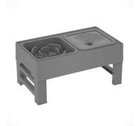 Pesderty Gamelles Surélevées pour Chien Gamelle Surélevée Réglable + Gamelle pour Chien à Alimentation Lente et Gamelle D' pour Chien Anti-Déversement pour Chien et Animaux de Compagnie Gris B